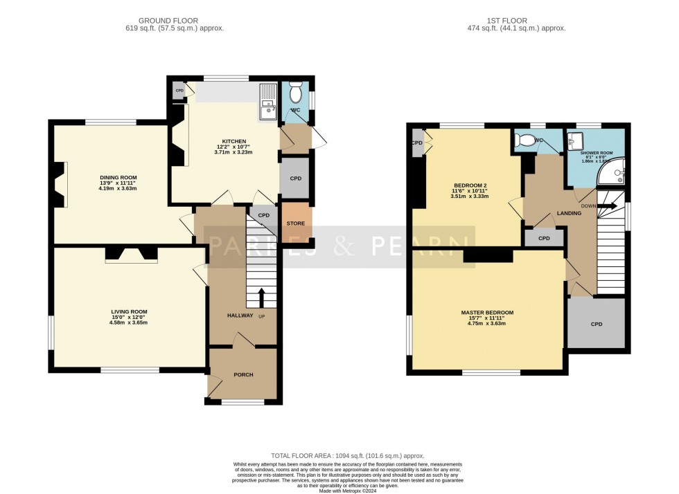 Floorplan for Fore Street, St. Cleer, PL14